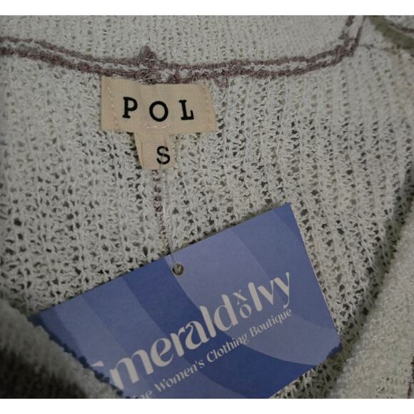 Pol Short Sleeve Shirt Oversized Collar and Visible Brown Stitching Size Small - Picture 2 of 11